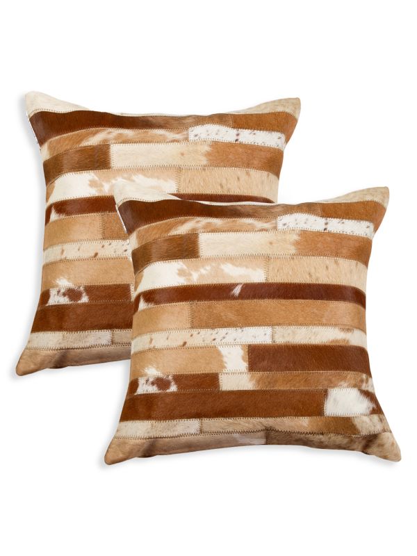 Natural 2-Pack Madrid Square Cowhide Pillow Set